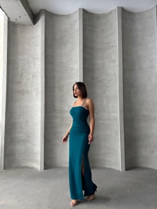 Rochie eleganta lunga cu bretele accesorizata cu perle - Img 4