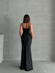Rochie eleganta lunga cu bretele si strasuri - Img 2