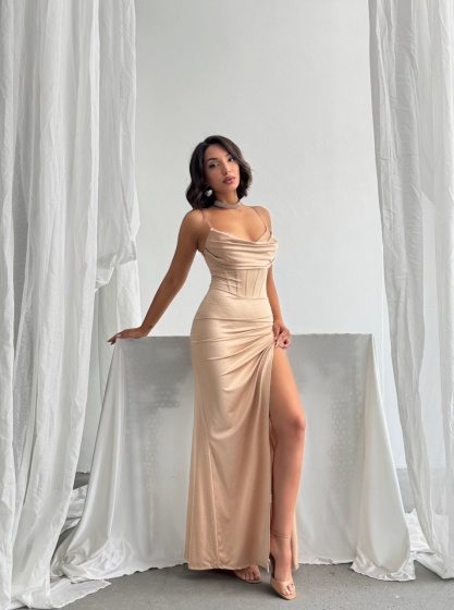 Rochie eleganta lunga cu bretele si strasuri - Img 4