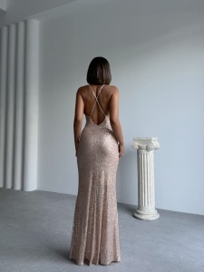 Rochie eleganta lunga cu paiete - Img 2