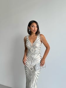 Rochie eleganta lunga cu paiete - Img 5