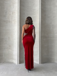 Rochie eleganta lunga din catifea - Img 2