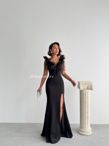 Rochie eleganta lunga tip sirena accesorizata cu lantisoare - Img 6