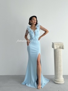 Rochie eleganta lunga tip sirena accesorizata cu lantisoare - Img 5