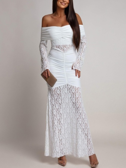 Rochie eleganta lunga tip sirena din dantela - Img 2
