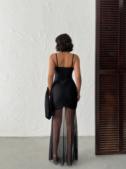 Rochie eleganta lunga tip sirena din tull - Img 4