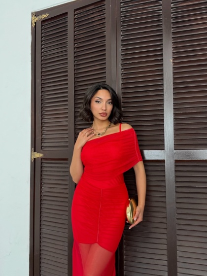 Rochie eleganta lunga tip sirena din tull - Img 4