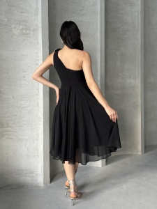 Rochie eleganta midi din voal cu accesorizata cu pampon - Img 5