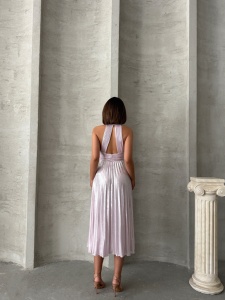 Rochie eleganta plisata cu aspect lucios - Img 2