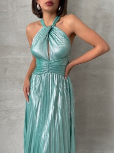 Rochie eleganta plisata cu aspect lucios - Img 3