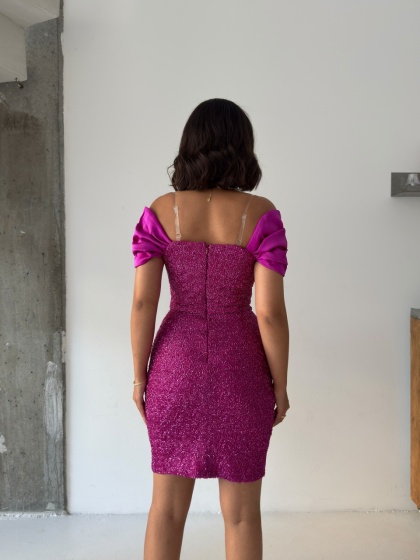 Rochie eleganta scurta accesorizata cu detalii stralucitoare - Img 2
