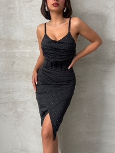 Rochie eleganta scurta cu aplicatii din strasuri - Img 1