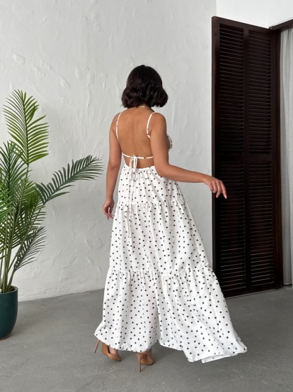 Rochie lunga cu imprimeu buline  - Img 2