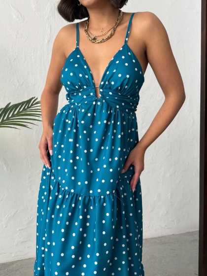 Rochie lunga cu imprimeu buline