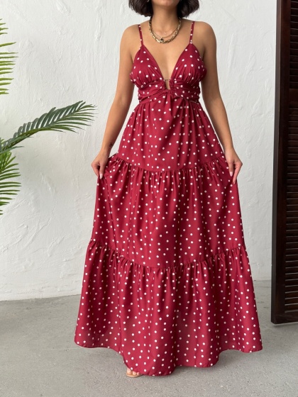 Rochie lunga cu imprimeu buline - Img 6