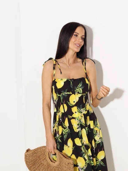 Rochie midi cu imprimeu de lamaie - Img 3