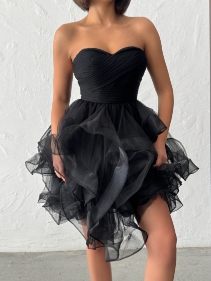 Rochie scurtă elegantă din tull bufantă - Img 4