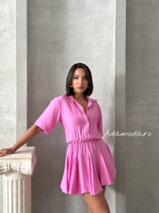 Rochie tip camasa cu elastic in talie - Img 3