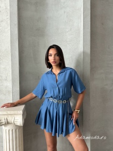 Rochie tip camasa cu elastic in talie - Img 6