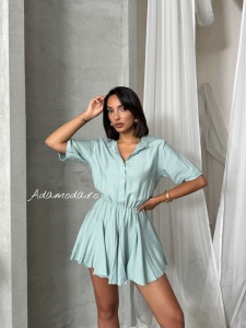 Rochie tip camasa cu elastic in talie - Img 3