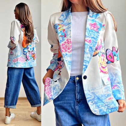 Sacou dama cu imprimeu colorat
