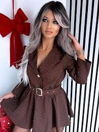 Salopeta scurta stil rochie accesorizata cu strasuri - Img 2