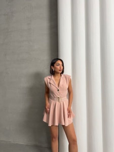 Salopeta scurta stil rochie cu accesoriu curea - Img 6