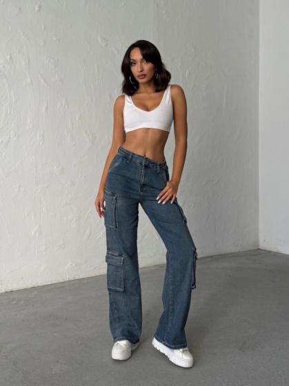 Blugi cargo elastici - Img 4