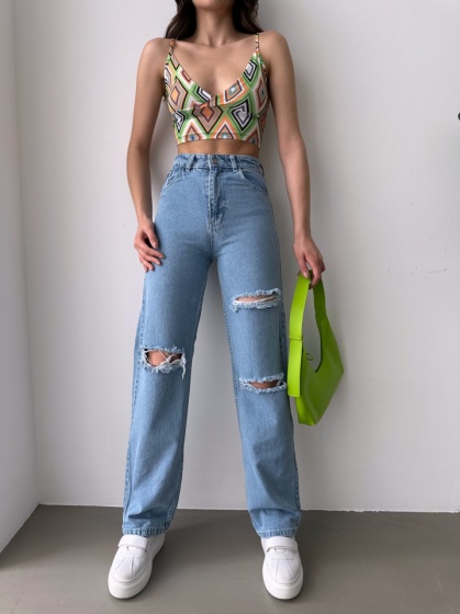 Blugi dama evazați cu rupturi - Img 5