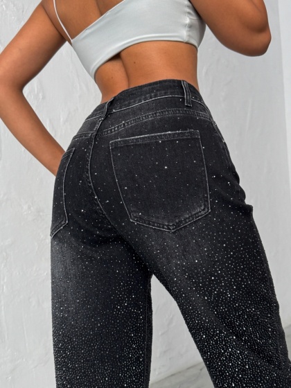 Blugi elastici cu aplicatii din strasuri - Img 3