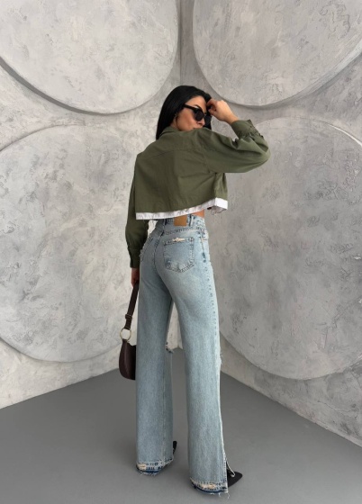 Blugi evazati cu rupturi si tiv nefinisat - Img 4