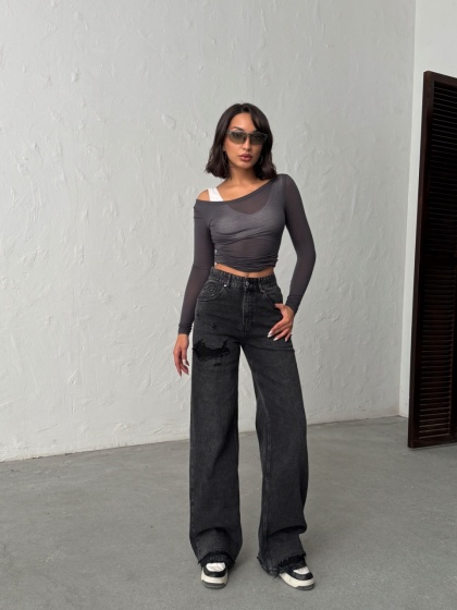 Blugi evazati cu rupturi - Img 7