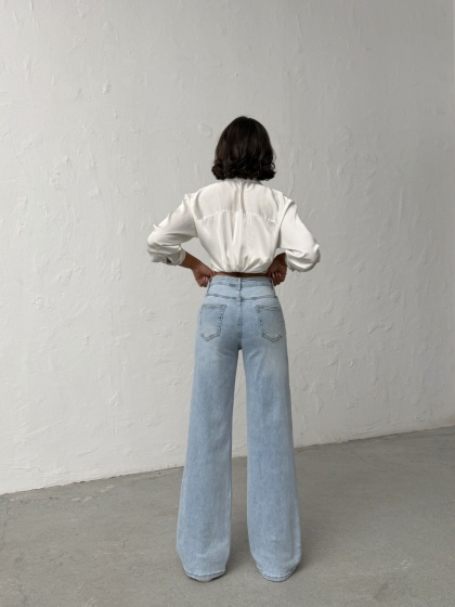 Blugi evazati elastici cu perle - Img 2