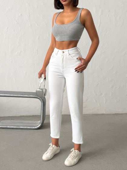 Blugi mom fit cu detalii strălucitoare - Img 6