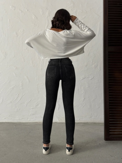 Blugi mom fit elastici cu detaliu inima - Img 3