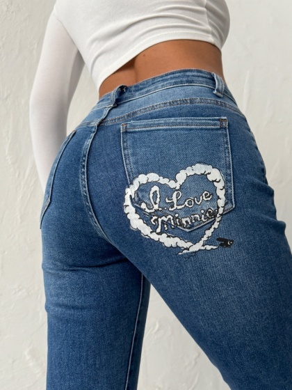 Blugi mom fit elastici decorativ pe buzunarul din spate - Img 7