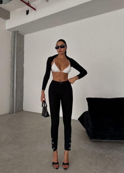 Blugi skinny accesorizati cu capse - Img 4