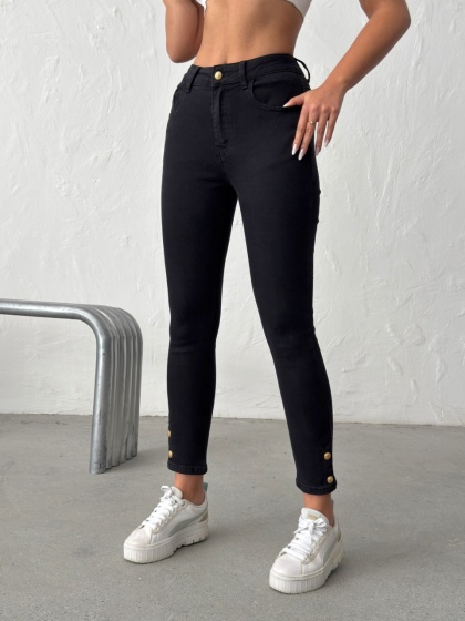 Blugi skinny elastici cu accesoriu nasturi - Img 1