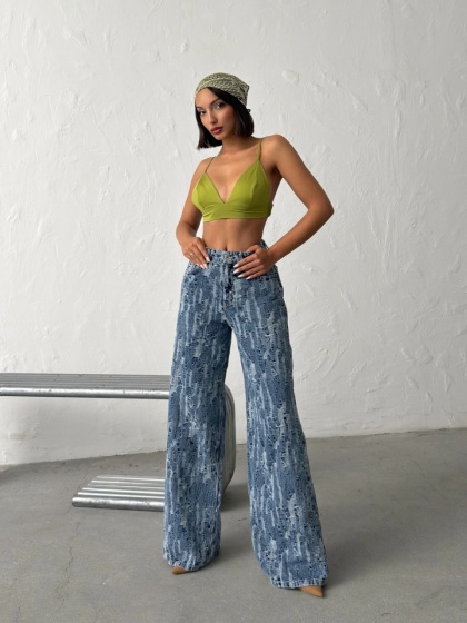 Blugi wide leg cu aspect vintage - Img 5