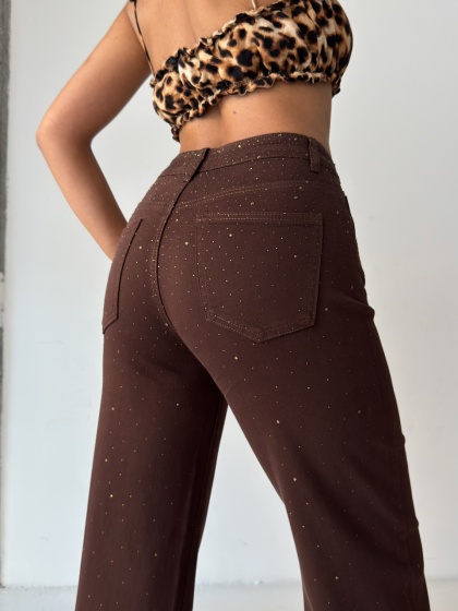 Blugi wide leg cu detalii strasuri - Img 2