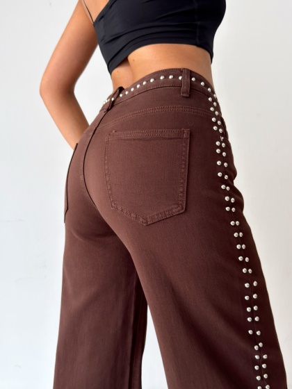 Blugi wide leg cu detalii tinte - Img 3