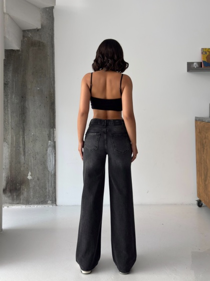 Blugi wide-leg cu talie dubla  - Img 4