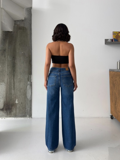 Blugi wide-leg cu talie dubla - Img 6