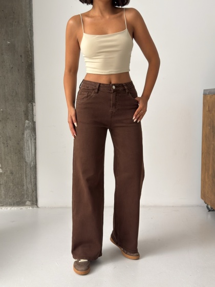Blugi wide leg cu talie inalta