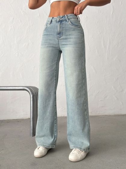 Blugi wide leg elastici simpli - Img 1