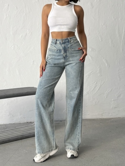 Blugi wide leg elastici