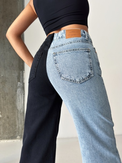 Blugi wide leg in doua culori - Img 3
