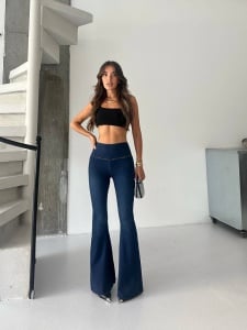 Colanti evazati cu aspect denim - Img 3
