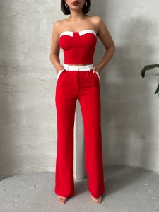 Compleu dama cu pantalon evazat si top - Img 1