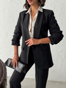 Compleu elegant cu sacou si pantalon evazat - Img 5